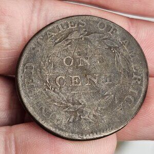 1812 Large Cent 1C Large Date Key Date Coin Full Liberty